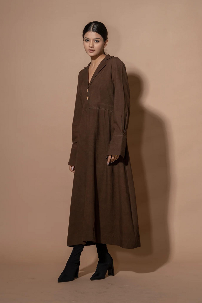 Poppy Dress cotton matty dresses by Stoique in brown for women Worldwide