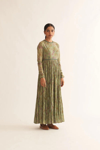 SAGE GREEN COTTON EMBROIDERED Anarkali