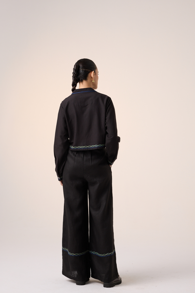 APPLIQUE PANTS -BLACK