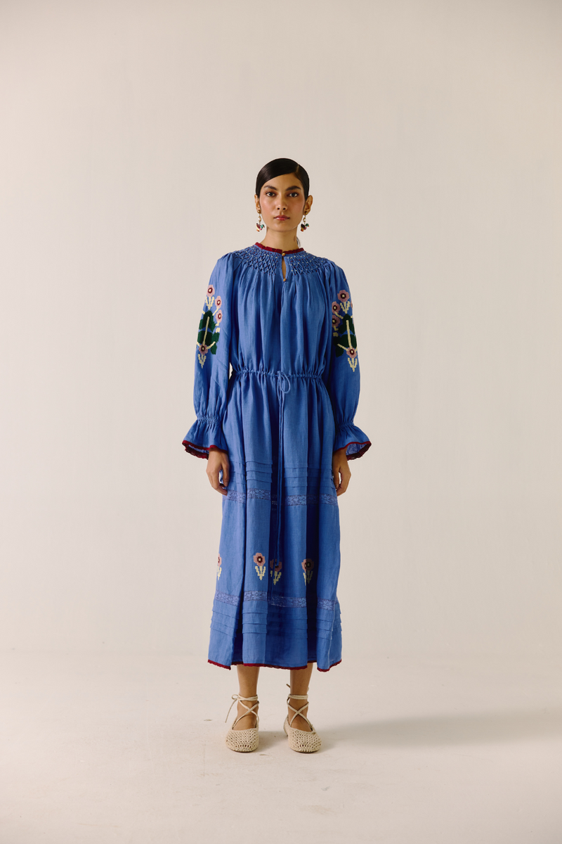 Edith Dress - Electric Blue Pixel Applique by CORD in blue for women Worldwide