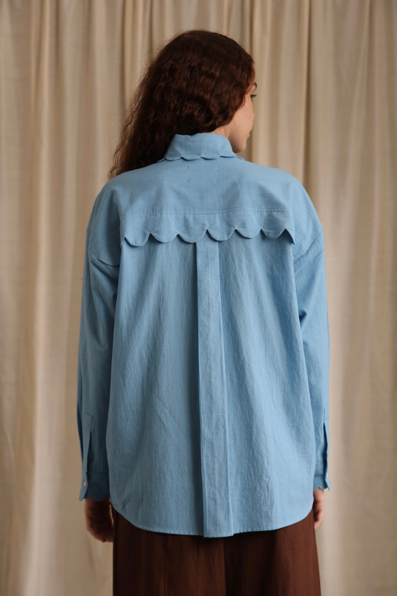 Louie Shirt - Cornflower cotton by MASON AND MILL in blue color for women Worldwide