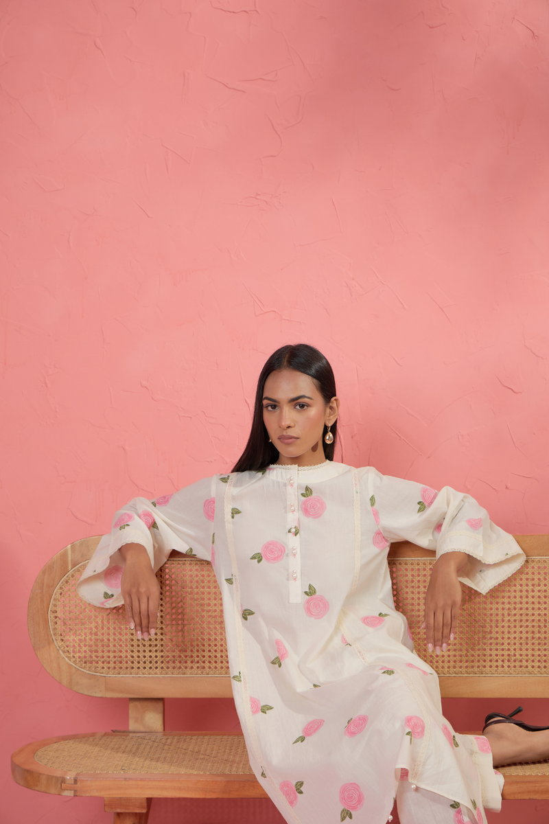 Gul Rose Set 1 cotton cambric light kurta set by AAVIDI in multicolor for women Worldwide