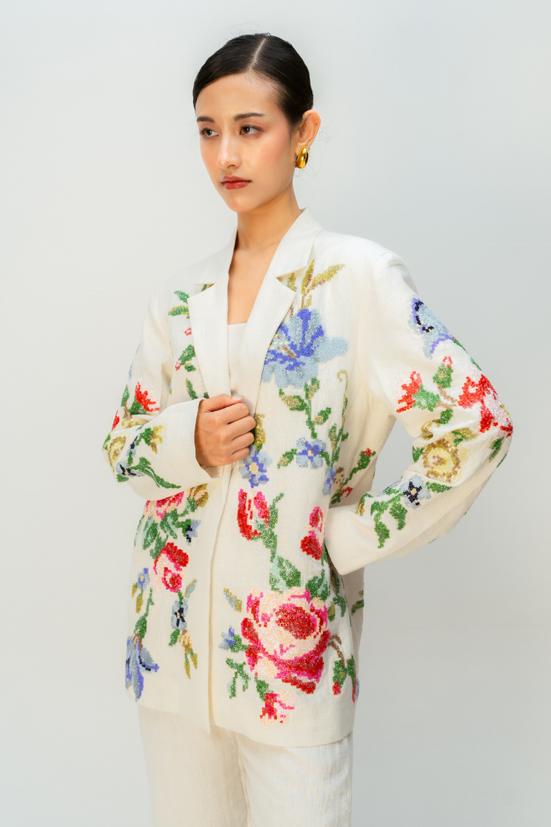 CORAL HAZE JACKET linen jacket/overlay by Ode to Odd in off white for women Worldwide