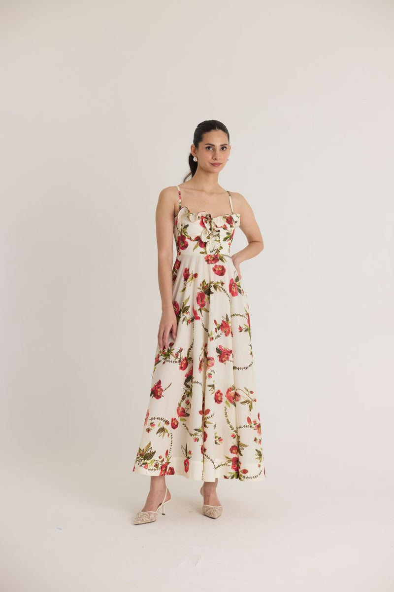 ROSITA COTTON FRILL DRESS cotton by Yam in white color for women Worldwide