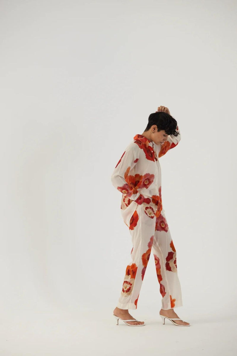 VALENTINE CREPE COORD SET Co-ord Sets by Yam in white color for women Worldwide