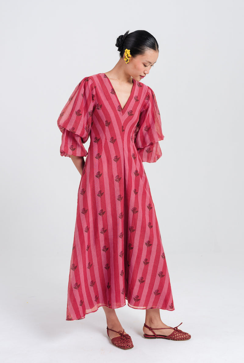 Spring Dress mul chanderi dress by JodiLife in red, pink for women Worldwide