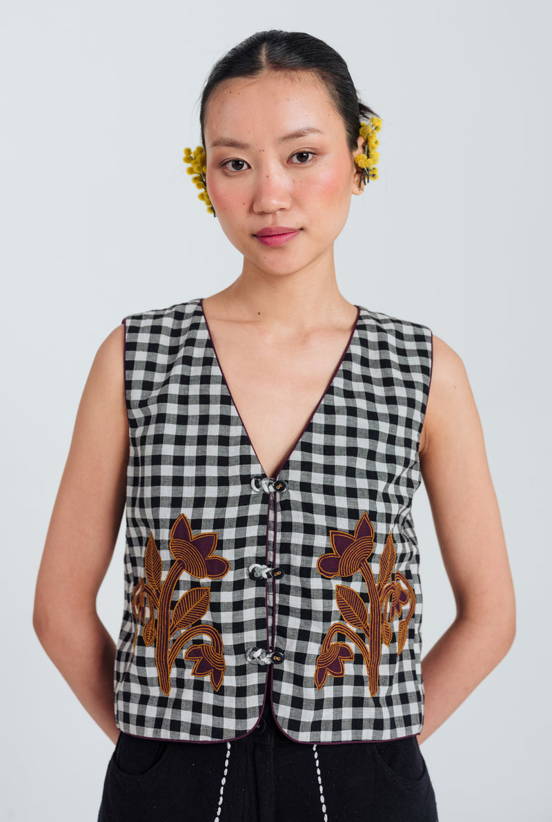 Groove Handloom Waistcoat handwoven cotton jacket/overlay by JodiLife in black, white for women Worldwide