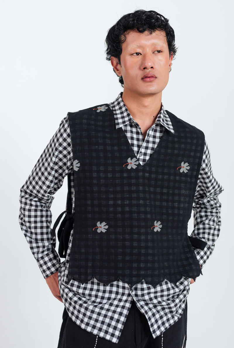 Leap Jamdani Men Overlay jamdani jacket by Jodi Men in black for men Worldwide
