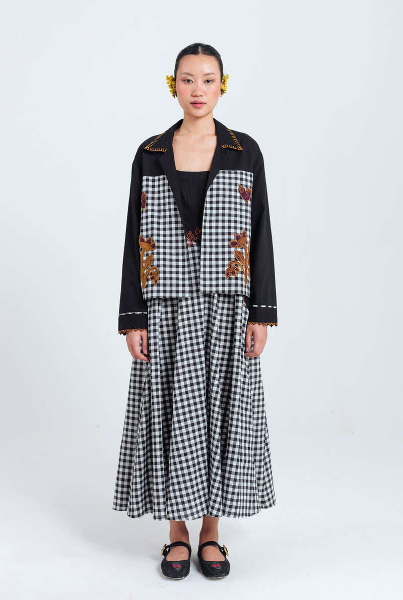 Groove Handloom Panelled Dress handwoven cotton dress by JodiLife in black, white for women Worldwide