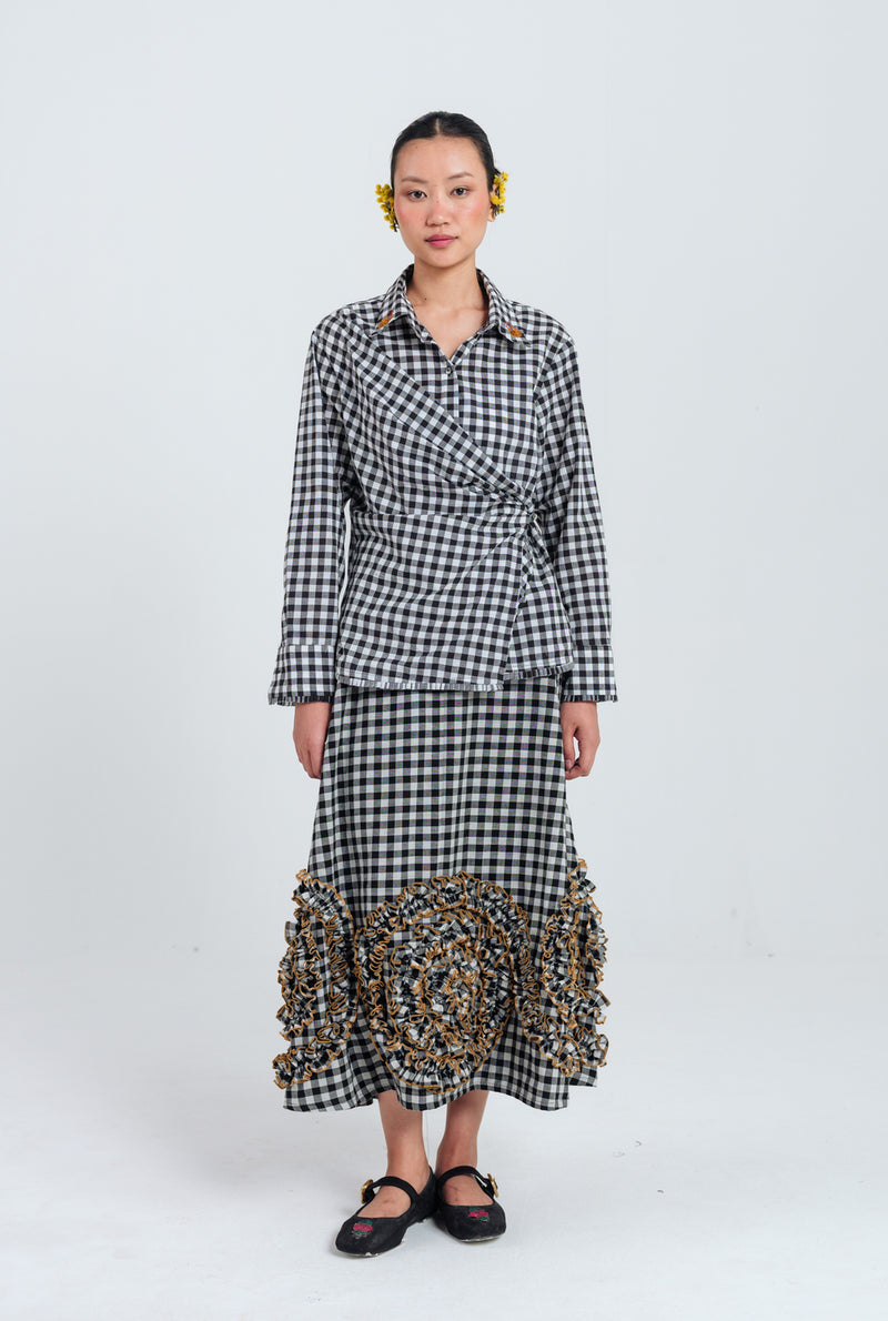 Groove Handloom Skirt handwoven cotton skirt by JodiLife in black, white for women Worldwide