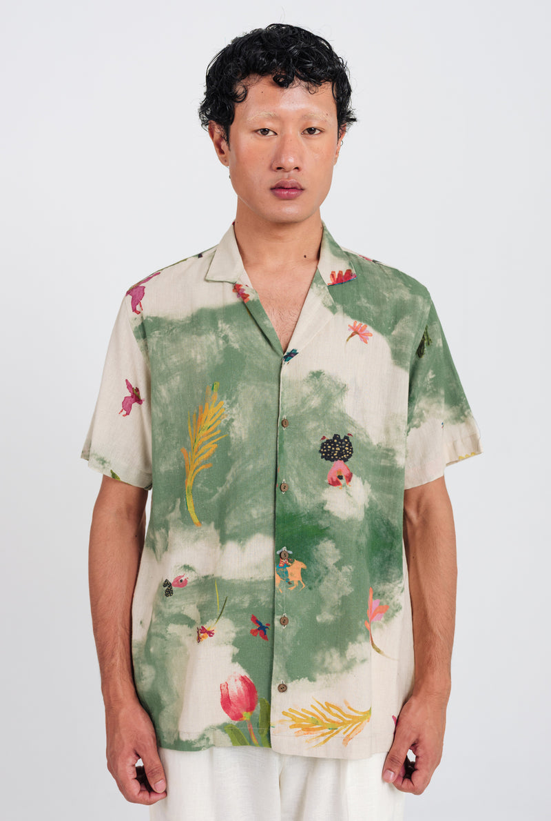 Sway Men Shirt cotton shirt by Jodi Men in offwhite, green for men Worldwide