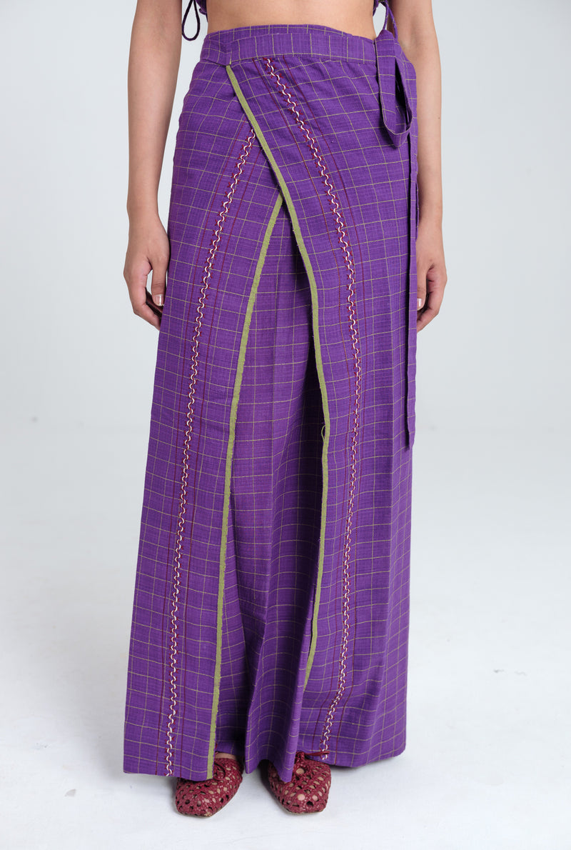 Drift Handloom Lungi handwoven cotton skirt by JodiLife in purple for women Worldwide