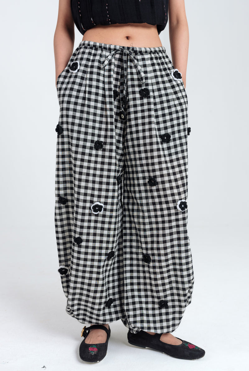 Groove Handloom Balloon Pants handwoven cotton pant/trouser by JodiLife in black, white for women Worldwide