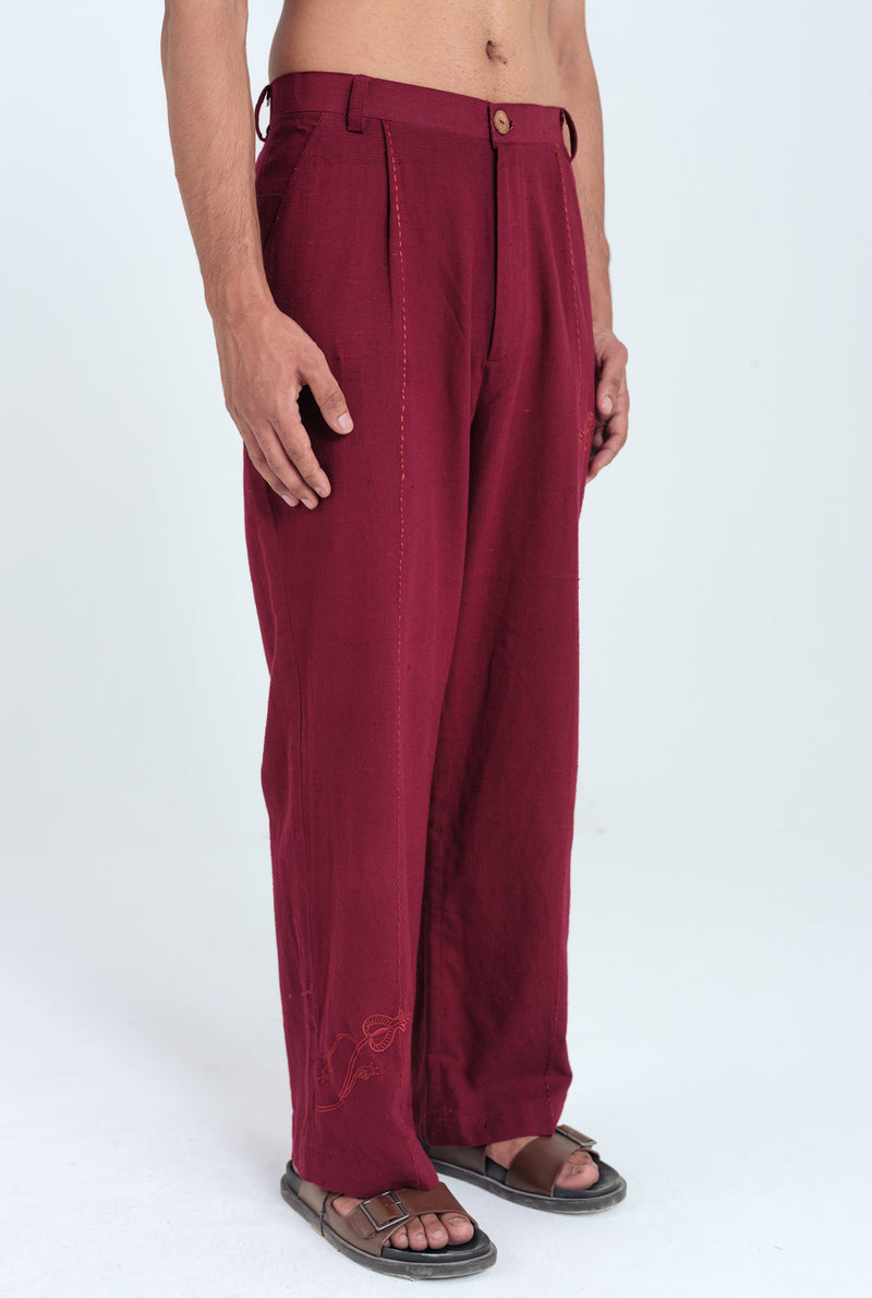 Kuhu Handloom Trouser kala cotton pant/trouser by Jodi Men in red for men Worldwide