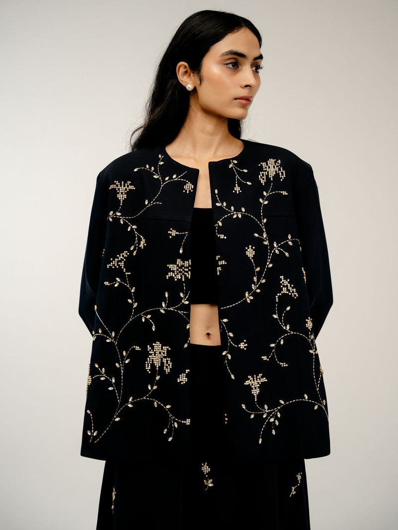 Old Pages Set japanese crepe co-ord set by Ode to Odd in black for women Worldwide