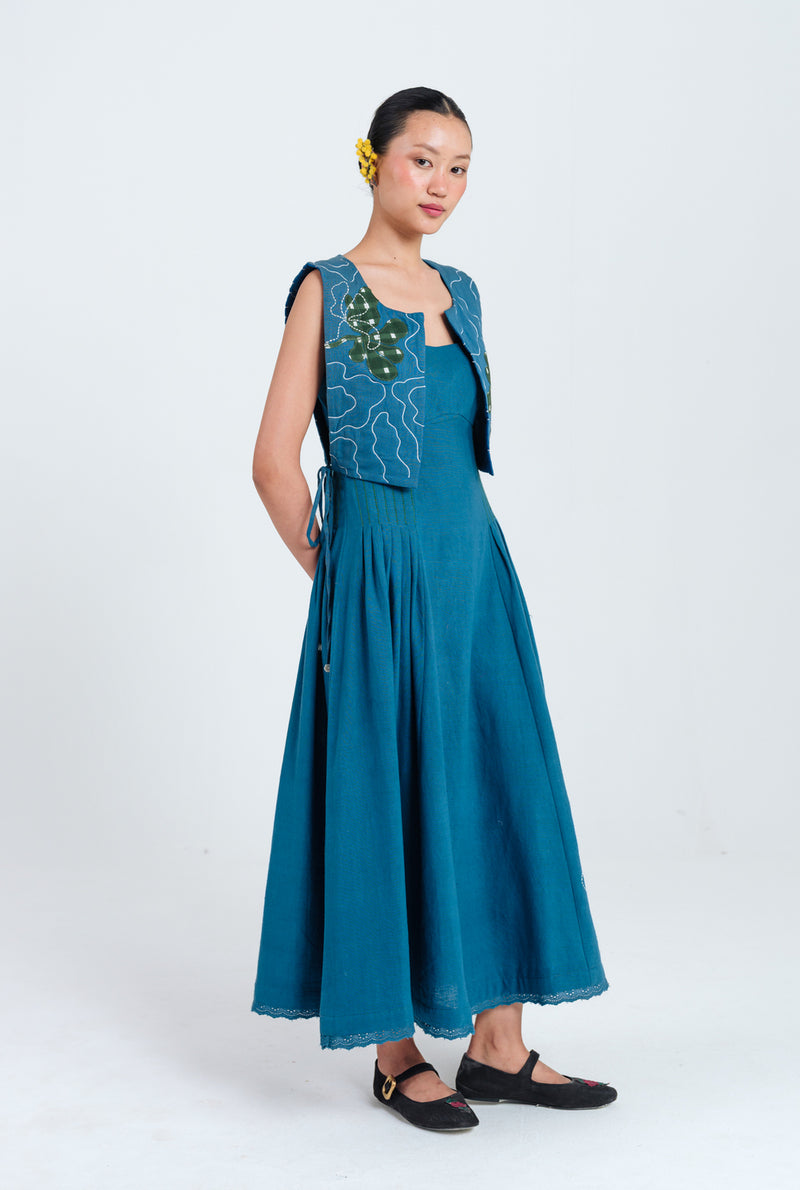Ether Pleated Dress kala cotton dress by JodiLife in blue for women Worldwide