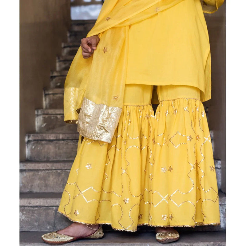 AMEERA (Sharara-Yellow) (set of 3) Kurta Sets by TOKREE for women Worldwide