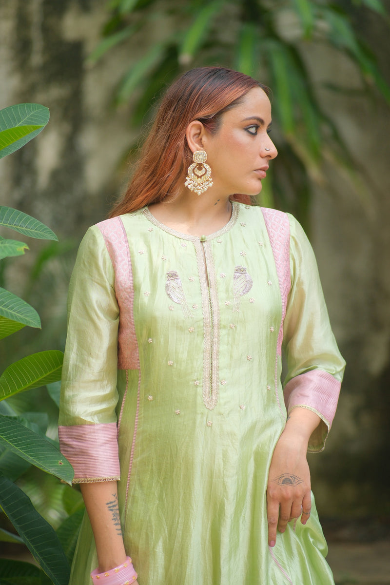 Vira Kurta Set dupion, chanderi silk kurta/kurta set by Myoho in sky for women Worldwide