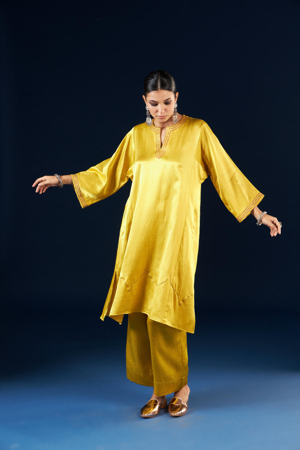 Kalidaar Kurta Set - Gold Yellow FC-2311