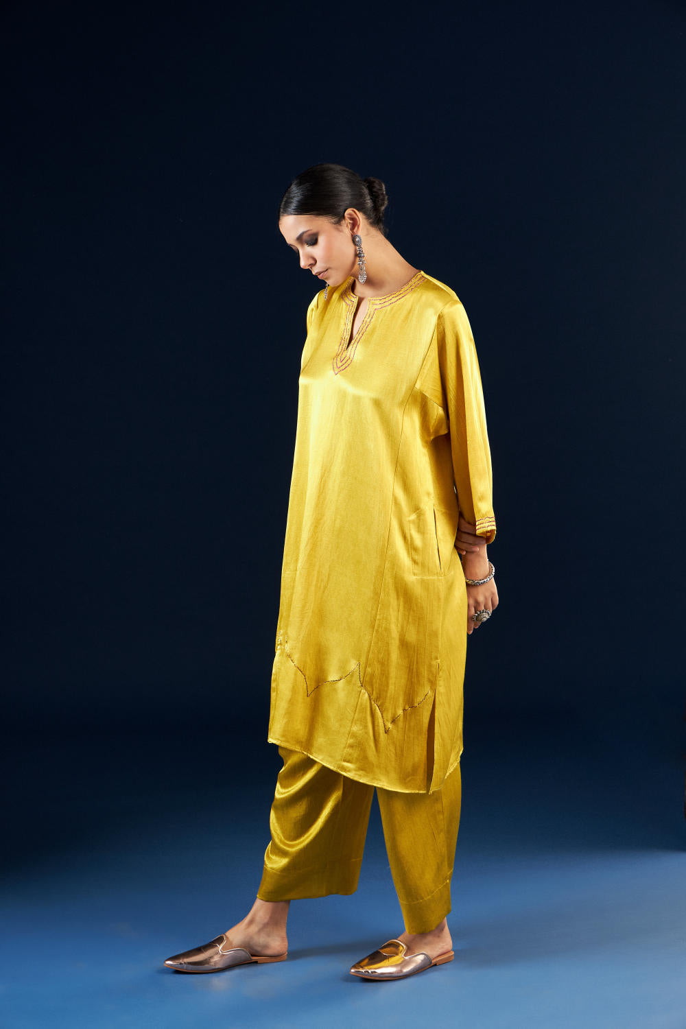 Kalidaar Kurta Set - Gold Yellow FC-2311