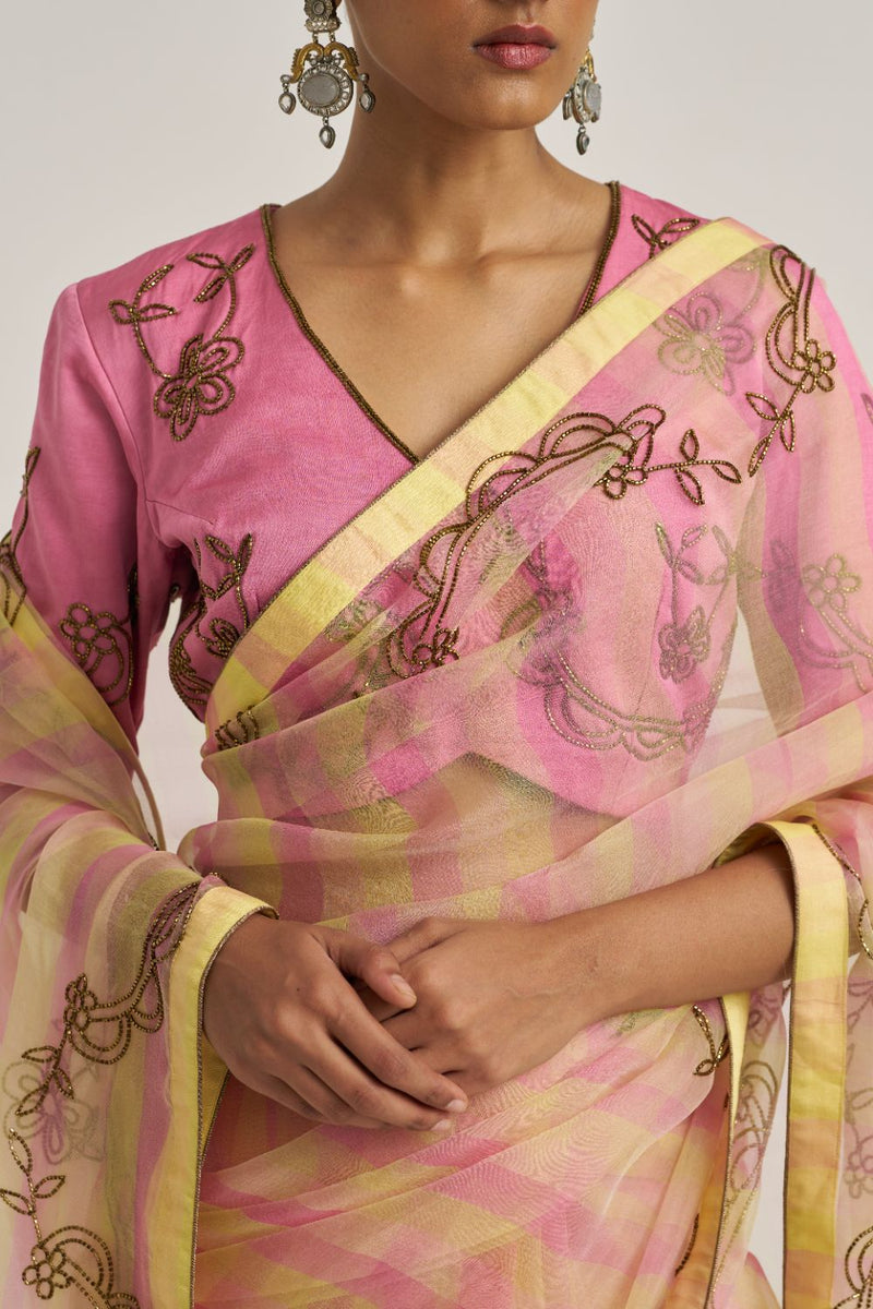 Yamini Blouse Pink silk by Suparna Som in pink color for women Worldwide
