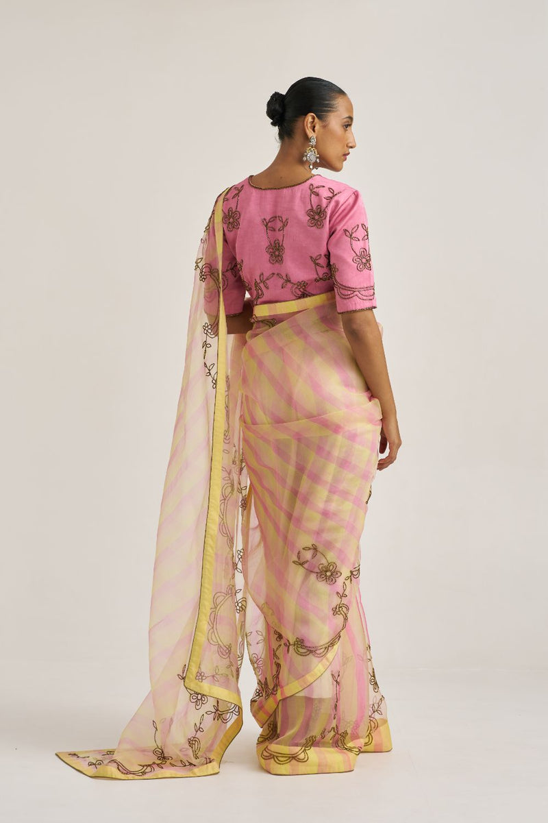 Yamini Blouse Pink silk by Suparna Som in pink color for women Worldwide