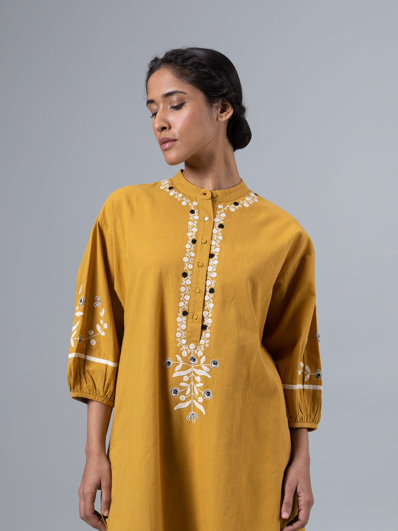Moori Co-Ord Set-Mustard cotton by Shades of India in mustard color for women Worldwide