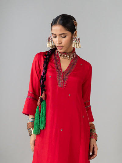 Nazar Butti Red Kurta