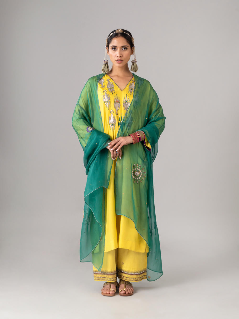 Phul Green Dupatta