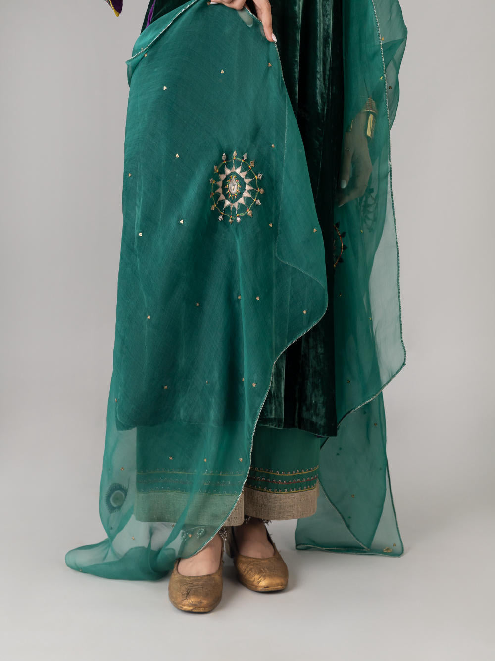 Phul Green Dupatta