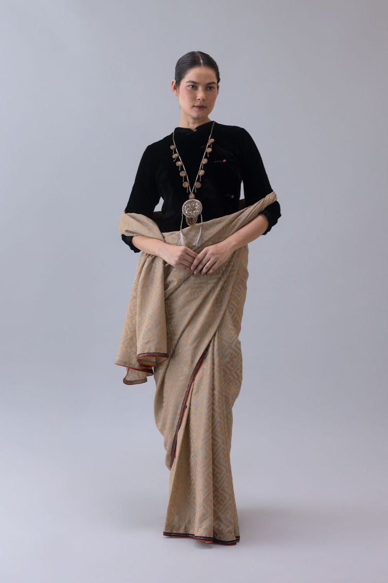 Namjar Saree-Grey silk by Shades of India in grey color for women Worldwide