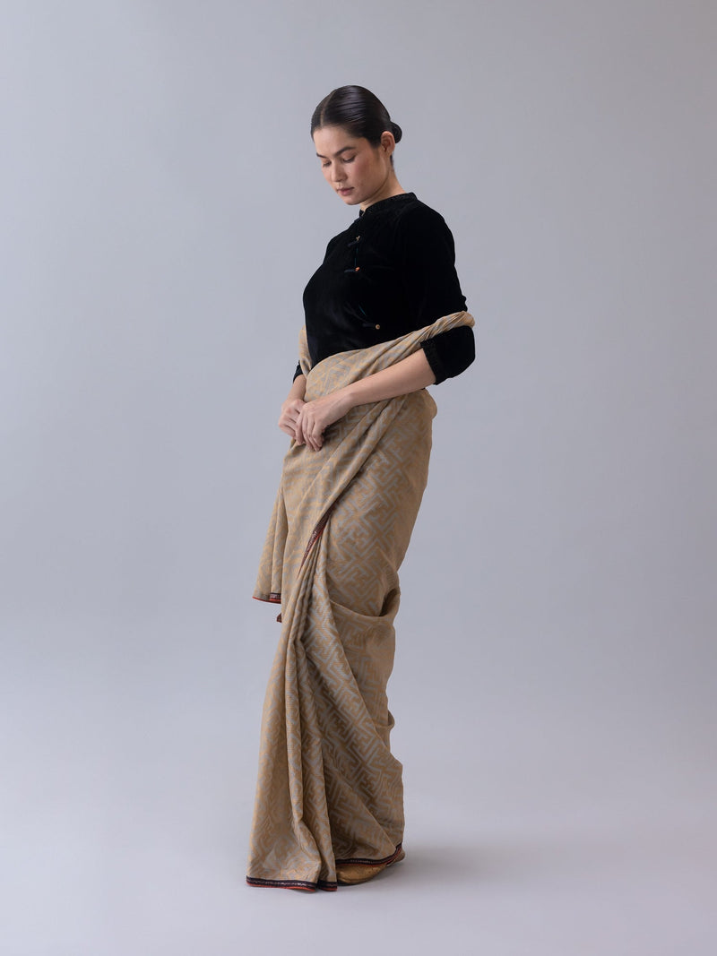 Namjar Saree-Grey silk by Shades of India in grey color for women Worldwide