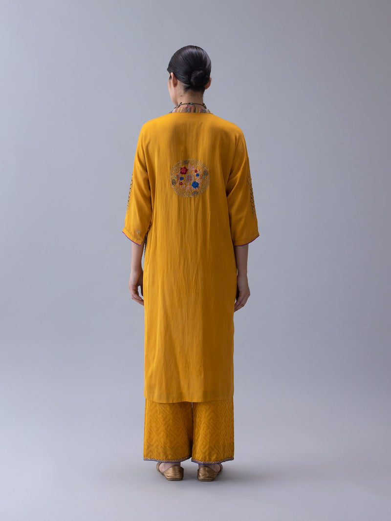 Joma Kaftan-Yellow by Shades of India in yellow color for women Worldwide