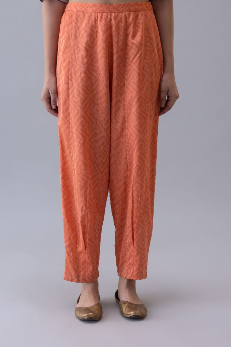 Tselung Trousers-Peach by Shades of India in peach color for women Worldwide