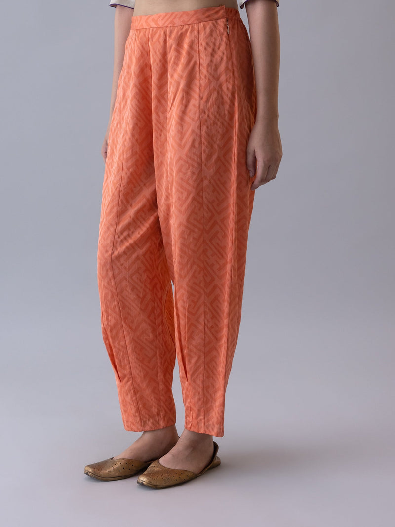 Tselung Trousers-Peach by Shades of India in peach color for women Worldwide