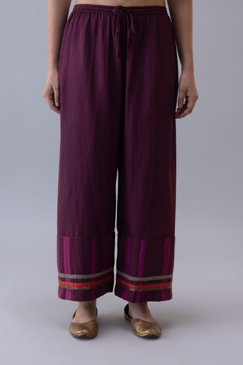 Zen Pyjama-Wine satin by Shades of India for women Worldwide