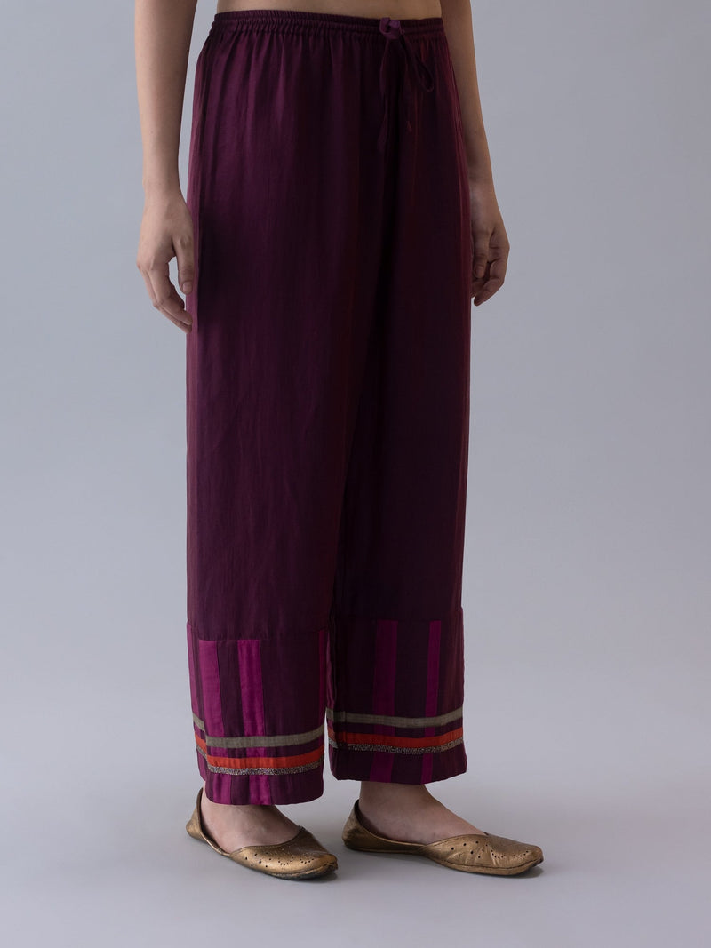 Zen Pyjama-Wine satin by Shades of India for women Worldwide