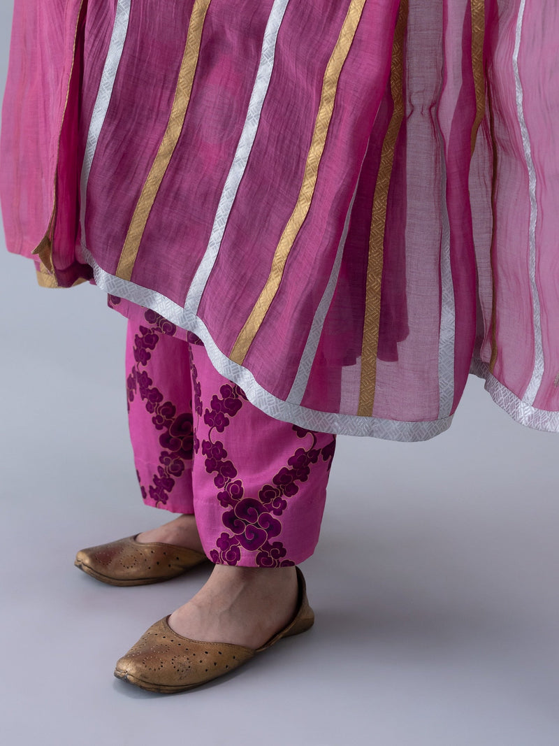 Bodhi Dupatta-Pink chanderi by Shades of India in pink color for women Worldwide