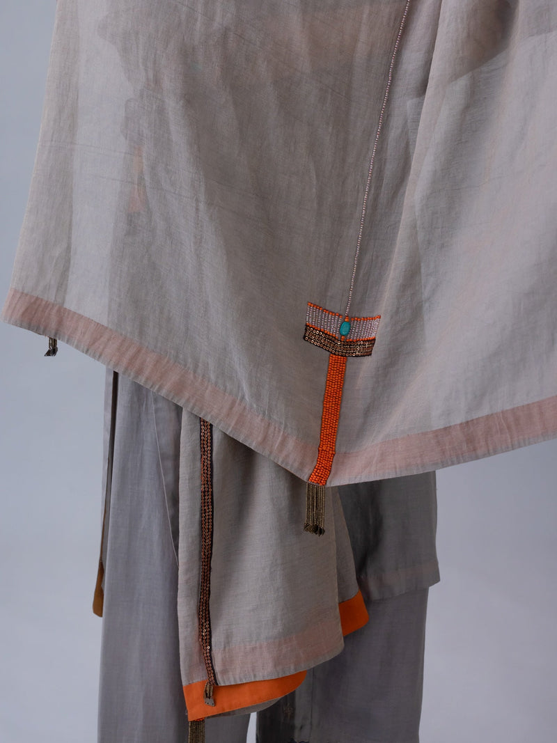Gawa Dupatta-Grey tissue by Shades of India in grey color for women Worldwide