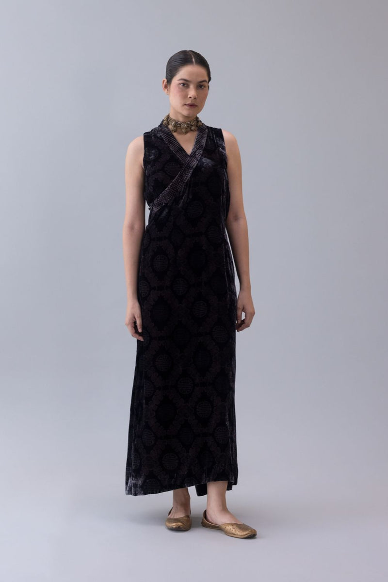 Hanbok Dress-Black silk by Shades of India in black color for women Worldwide