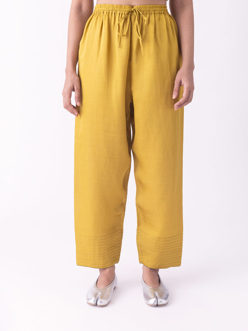 Peet-Pyjama linen viscose pyjama/salwar by Shades of India in mustard for women Worldwide