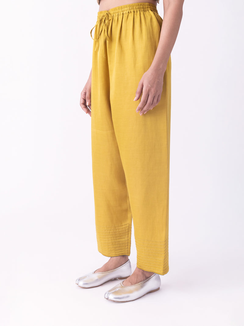 Peet-Pyjama linen viscose pyjama/salwar by Shades of India in mustard for women Worldwide