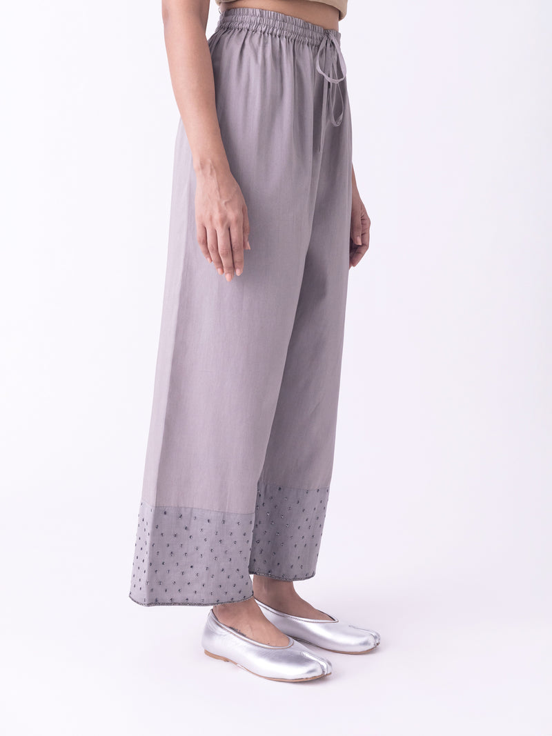 Vritika-Pyjama cotton satin pyjama/salwar by Shades of India in grey for women Worldwide