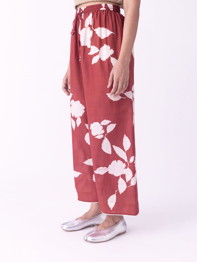 Aavar-Pyjama silk cotton pyjama/salwar by Shades of India in red for women Worldwide