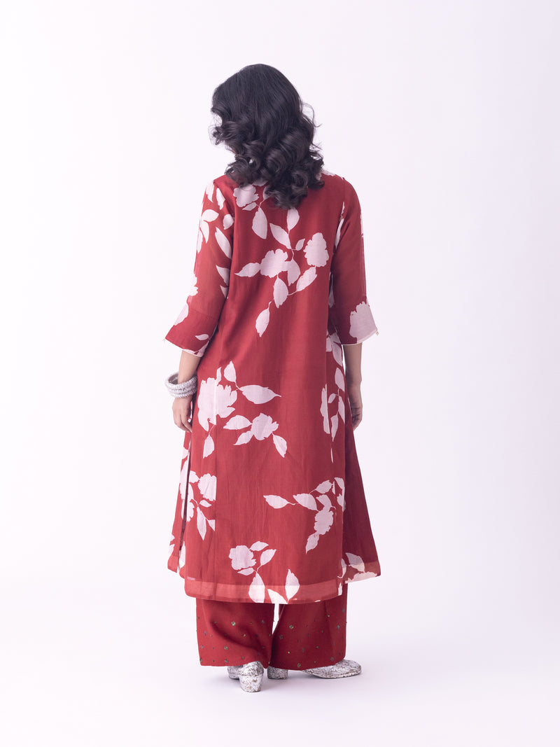 Resha-Kurta chanderi kurta/kurta set by Shades of India in red for women Worldwide