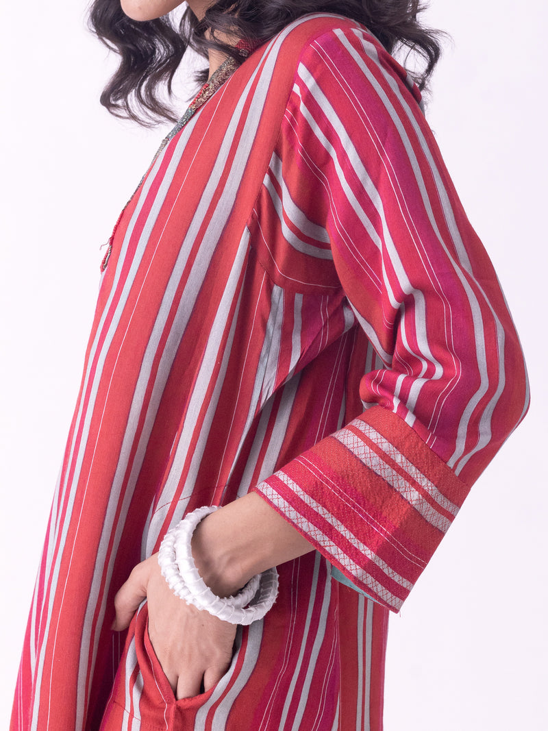 Tantu-Kurta silk blend kurta/kurta set by Shades of India in red for women Worldwide