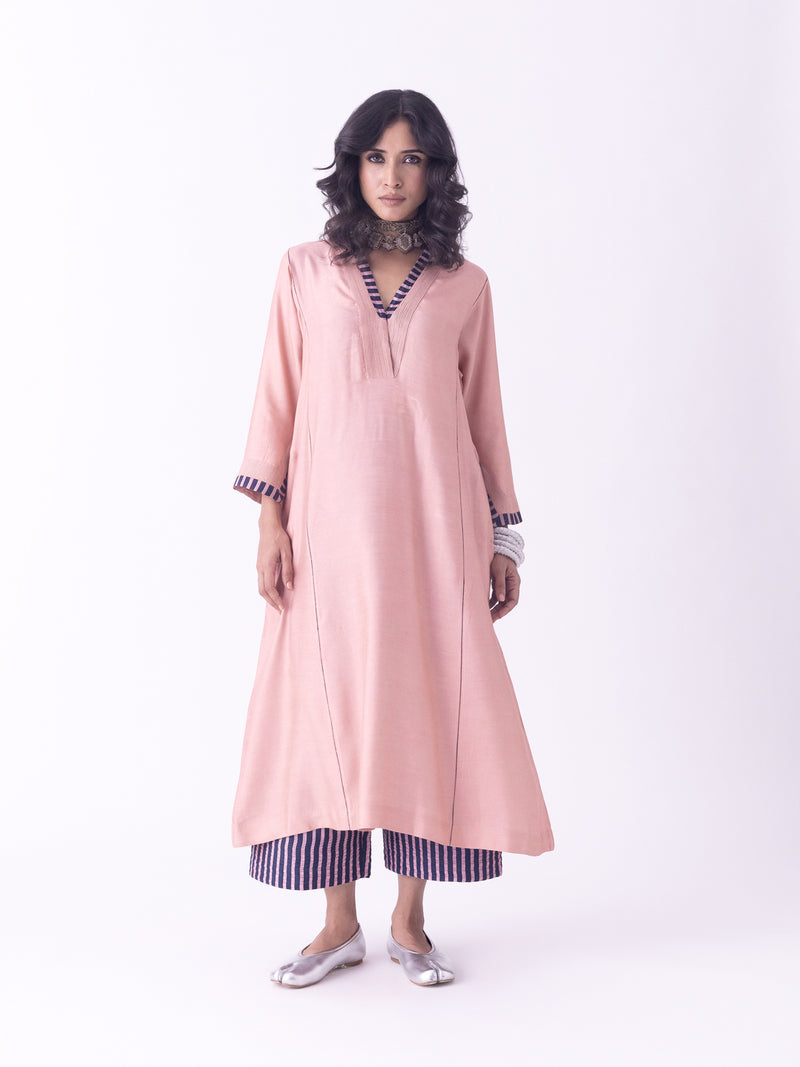 Navya-Kurta linen blend kurta/kurta set by Shades of India in beige for women Worldwide