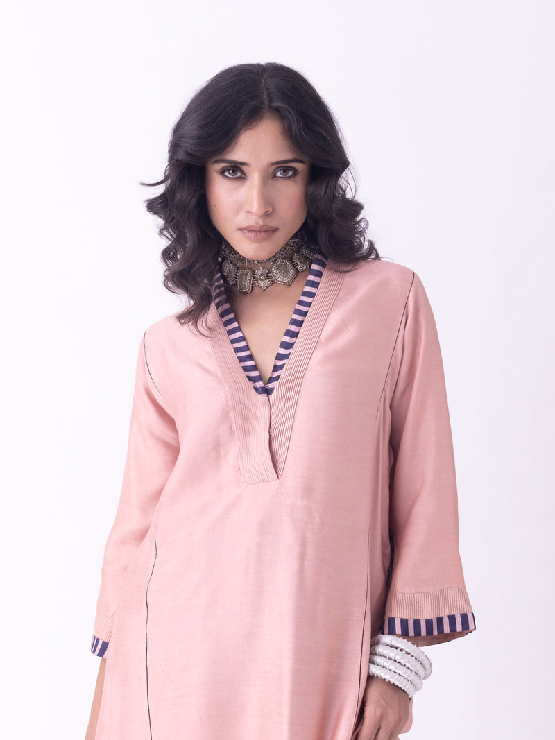 Navya-Kurta linen blend kurta/kurta set by Shades of India in beige for women Worldwide