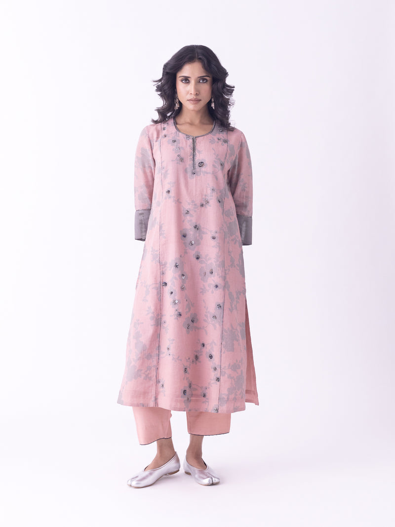 Ishira-Kurta tissue kurta/kurta set by Shades of India in beige for women Worldwide
