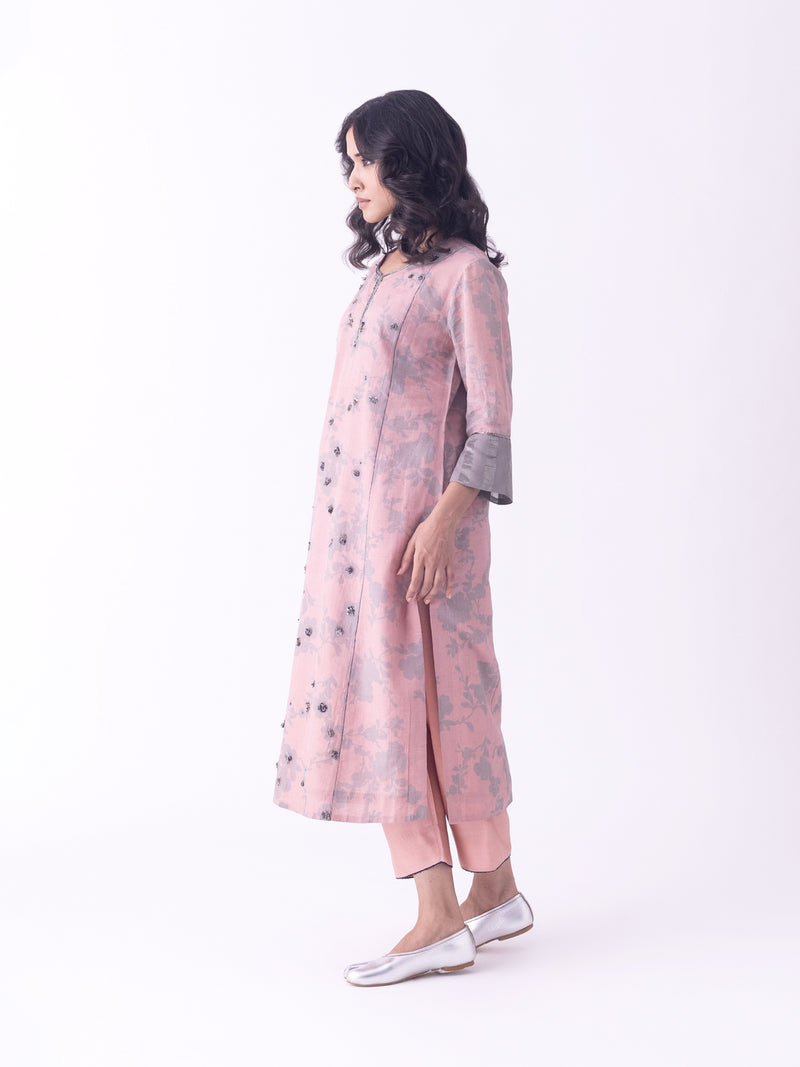 Ishira-Kurta tissue kurta/kurta set by Shades of India in beige for women Worldwide